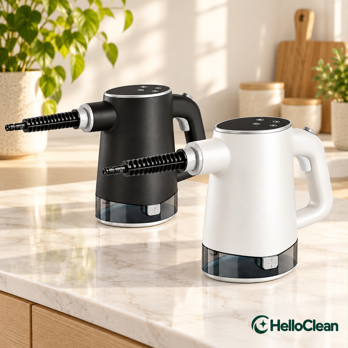 HelloClean Hånddamprenser i sort og hvid