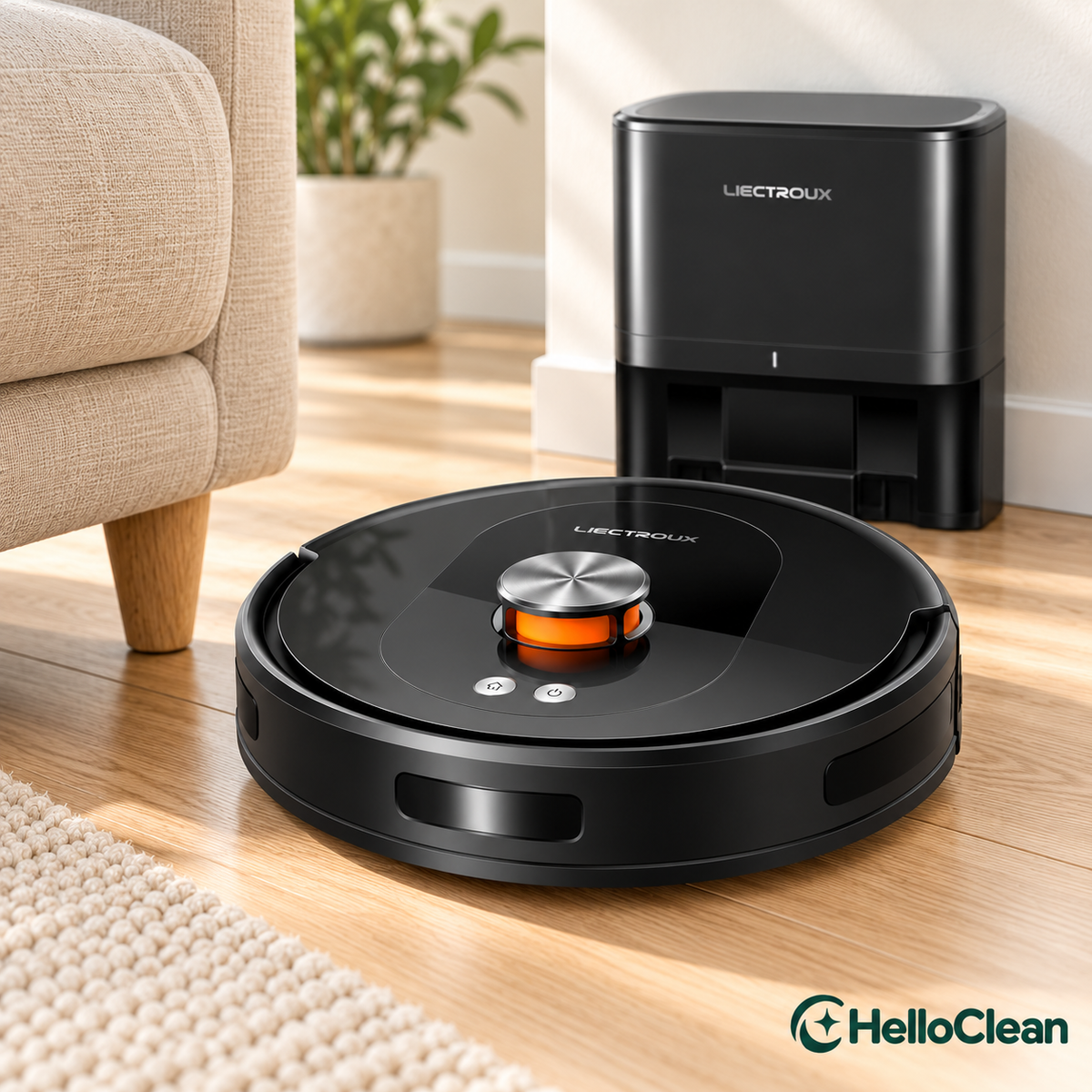 HelloClean Robotstøvsuger ved sofa